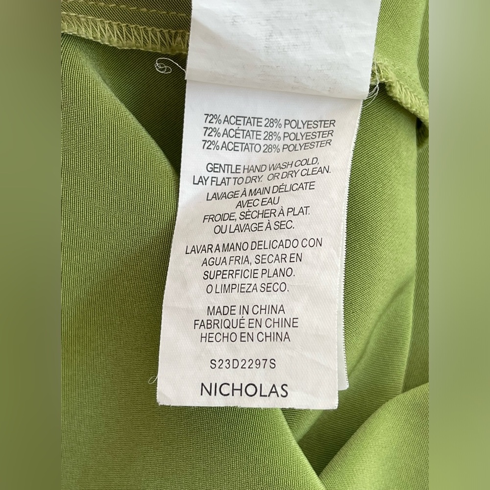 RTR Nicholas Duna one-shoulder satin maxi dress gown slit olive green size 2 - Picture 14 of 15